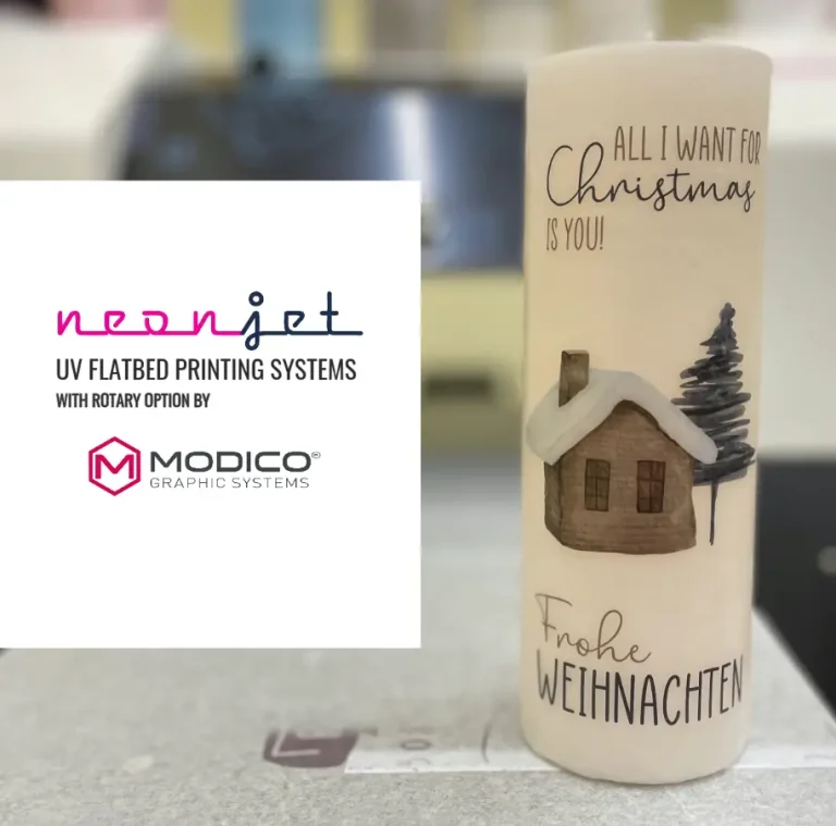 Neonjet printed candle with winter motif